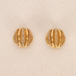 Chanel CC Bulb Gold Clip-On Earrings 24K GP
