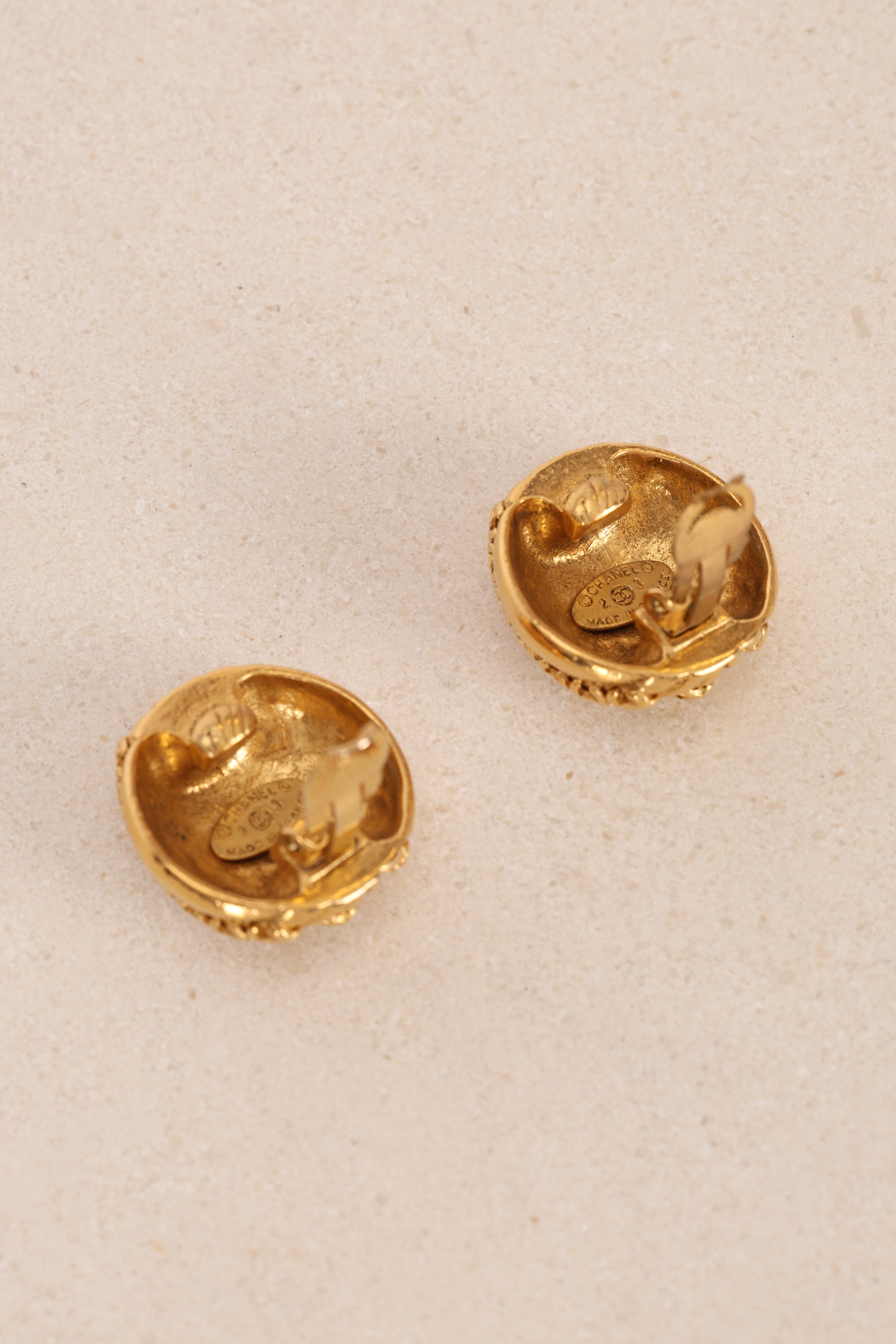 Chanel CC Bulb Gold Clip-On Earrings 24K GP