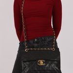 Chanel XL Logo Jumbo Single Flap Black Lambskin 24K GP