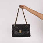 Chanel XL Logo Jumbo Single Flap Black Lambskin 24K GP