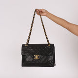 Chanel XL Logo Jumbo Single Flap Black Lambskin 24K GP