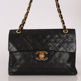 Chanel XL Logo Jumbo Single Flap Black Lambskin 24K GP