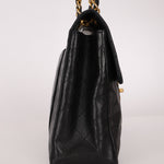 Chanel XL Logo Jumbo Single Flap Black Lambskin 24K GP