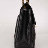 Chanel XL Logo Jumbo Single Flap Black Lambskin 24K GP