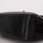 Chanel XL Logo Jumbo Single Flap Black Lambskin 24K GP