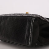 Chanel XL Logo Jumbo Single Flap Black Lambskin 24K GP