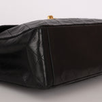 Chanel XL Logo Jumbo Single Flap Black Lambskin 24K GP