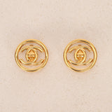 Chanel 1997 CC Turnlock Circle Clip-On Earrings 24K GP