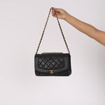 Chanel Medium Diana Black Lambskin 24K GP