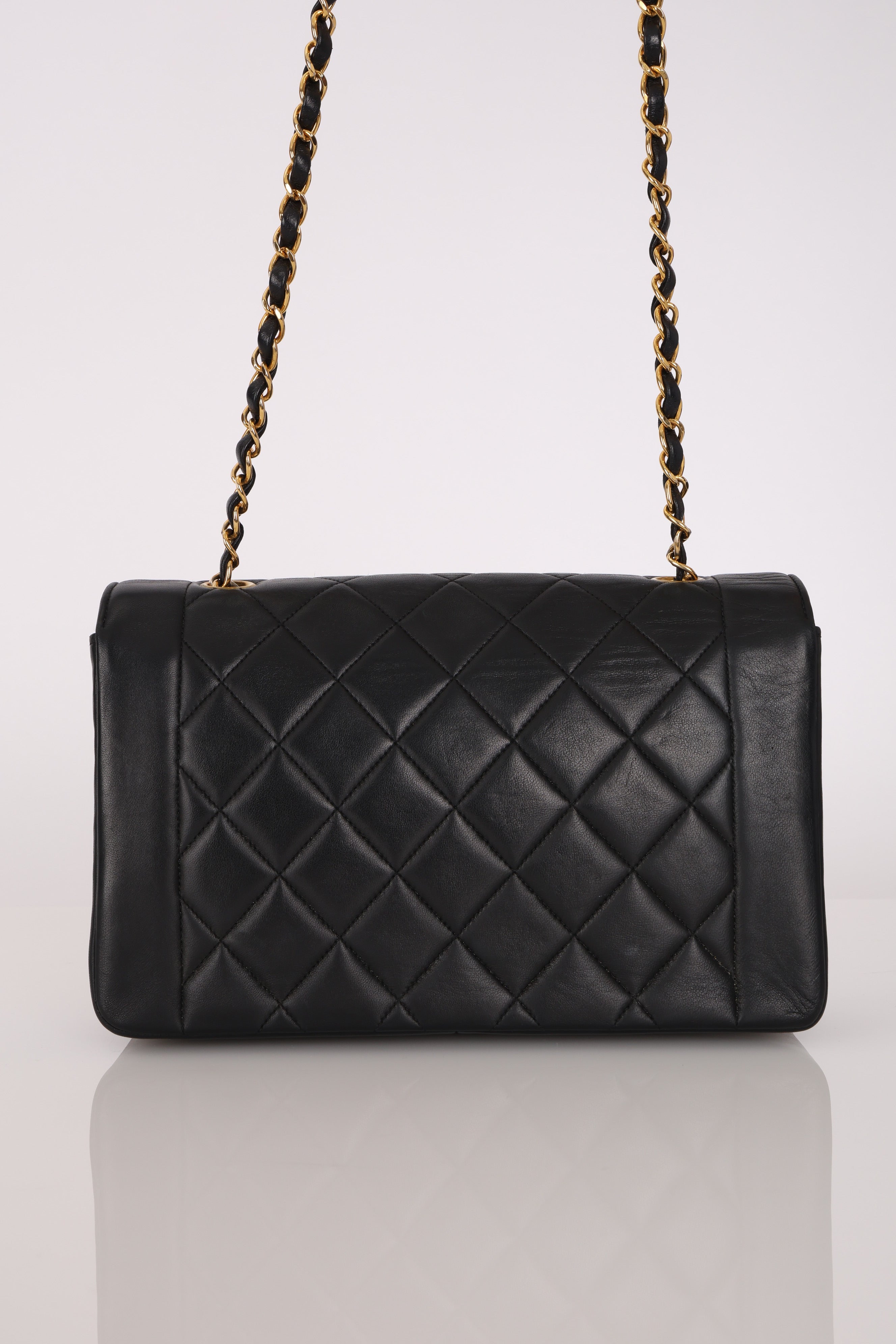 Chanel Medium Diana Black Lambskin 24K GP