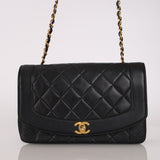 Chanel Medium Diana Black Lambskin 24K GP