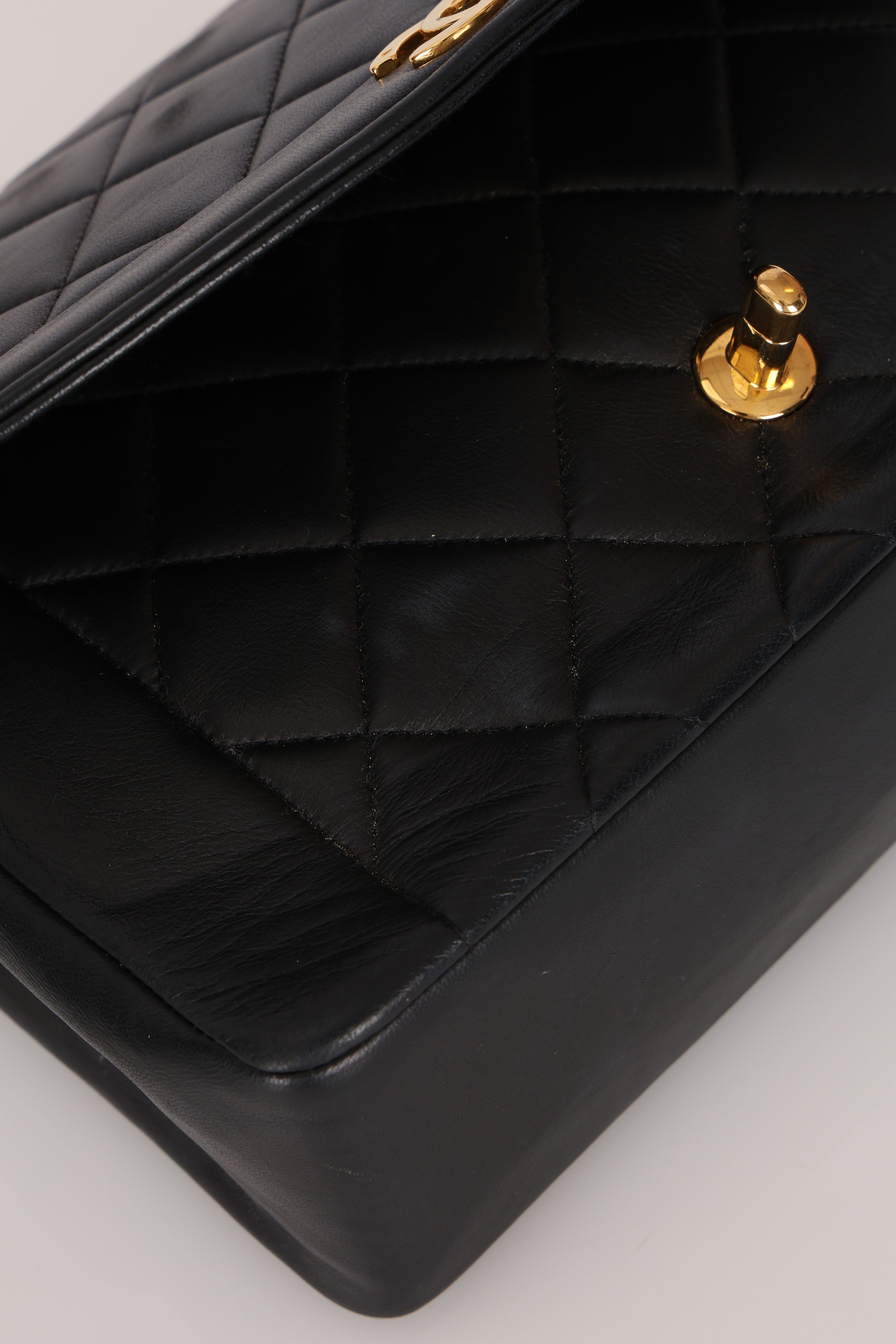 Chanel Medium Diana Black Lambskin 24K GP