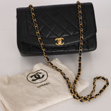 Chanel Medium Diana Black Lambskin 24K GP