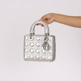 Dior Lambskin Silver Metallic Mini Lady Bag
