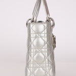 Dior Lambskin Silver Metallic Mini Lady Bag