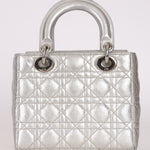 Dior Lambskin Silver Metallic Mini Lady Bag