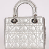 Dior Lambskin Silver Metallic Mini Lady Bag