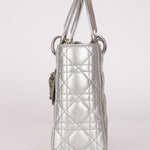 Dior Lambskin Silver Metallic Mini Lady Bag