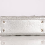 Dior Lambskin Silver Metallic Mini Lady Bag