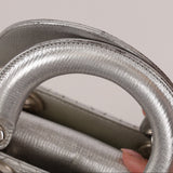 Dior Lambskin Silver Metallic Mini Lady Bag