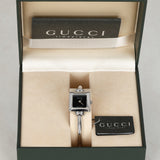 Gucci 1900L Square Stainless Steel Onyx Watch 19mm