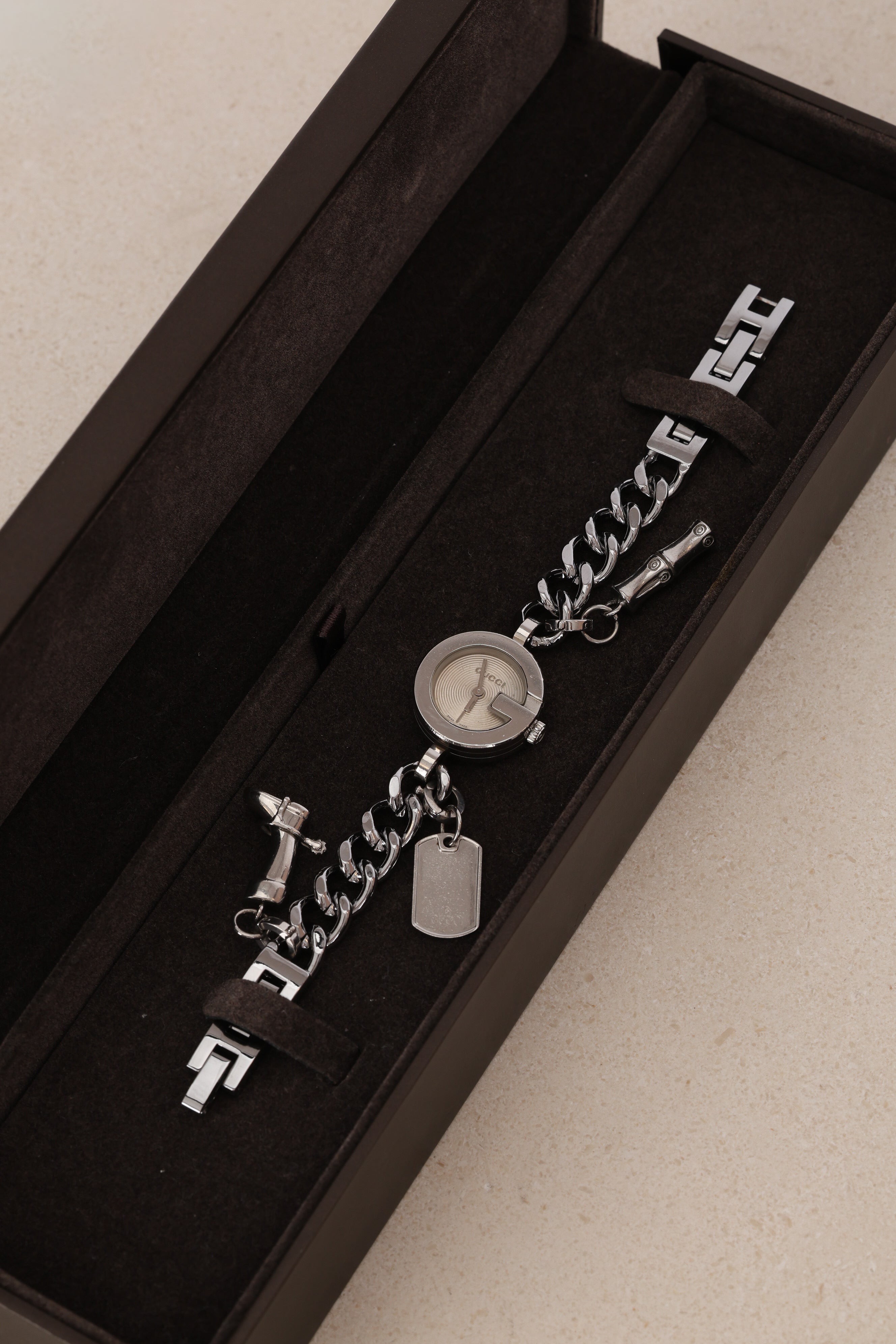 Gucci G Silver Bezel Charms Watch 24mm