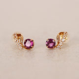 18K Yellow Gold Garnet and White Topaz Earrings