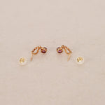 18K Yellow Gold Garnet and White Topaz Earrings