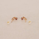 18K Yellow Gold Garnet and White Topaz Earrings