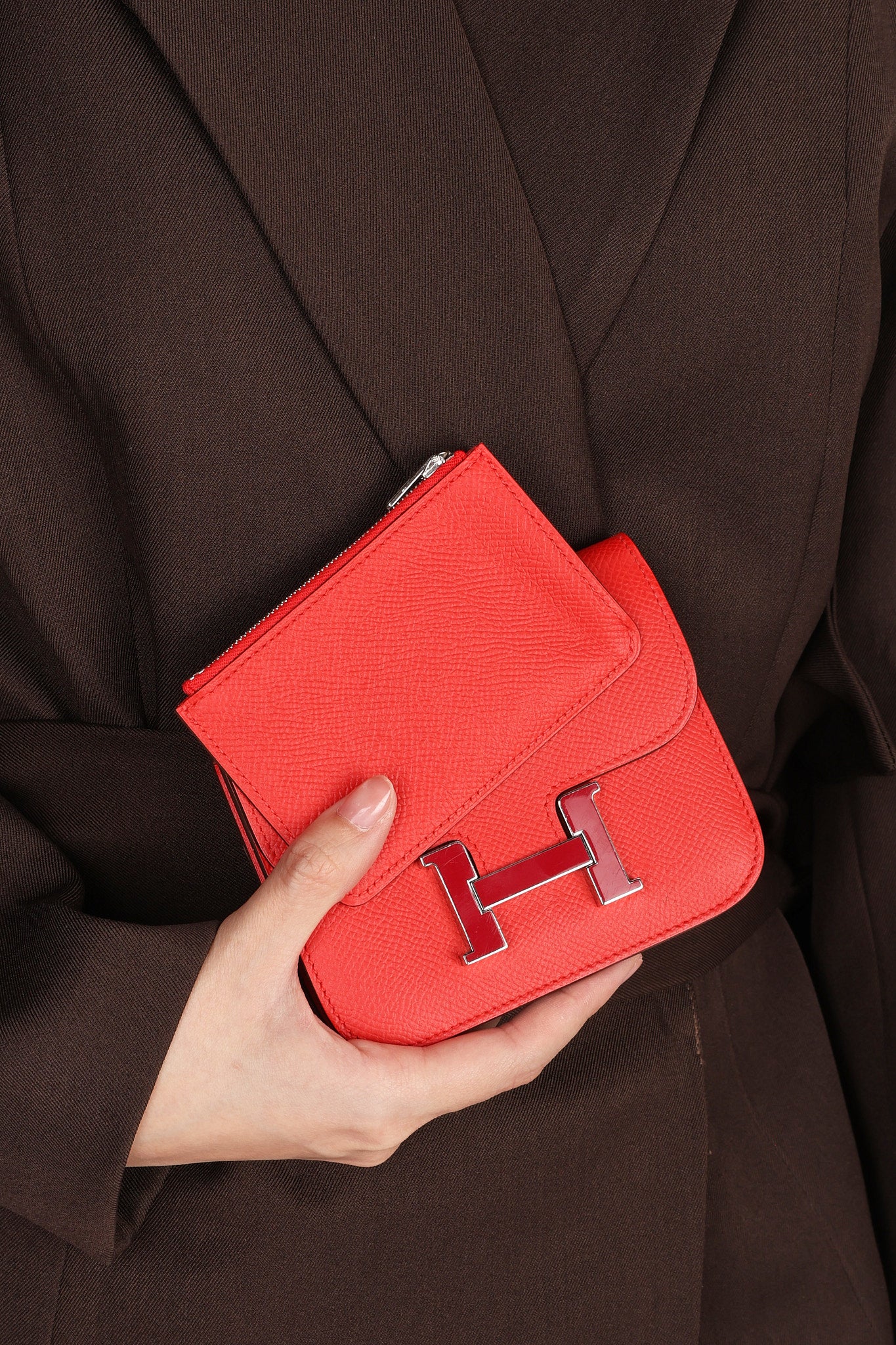 Hermès Constance Slim Wallet Rouge De Coeur Epsom 2021 PHW