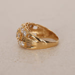 Vintage 1980s 18K Yellow Gold and Diamond Cocktail Cluster Ring, Size US 7.75 - Drop 12