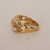 Vintage 1980s 18K Yellow Gold and Diamond Cocktail Cluster Ring, Size US 7.75 - Drop 12