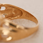Vintage 1980s 18K Yellow Gold and Diamond Cocktail Cluster Ring, Size US 7.75 - Drop 12