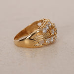 Vintage 1980s 18K Yellow Gold and Diamond Cocktail Cluster Ring, Size US 7.75 - Drop 12