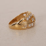 Vintage 1980s 18K Yellow Gold and Diamond Cocktail Cluster Ring, Size US 7.75 - Drop 12