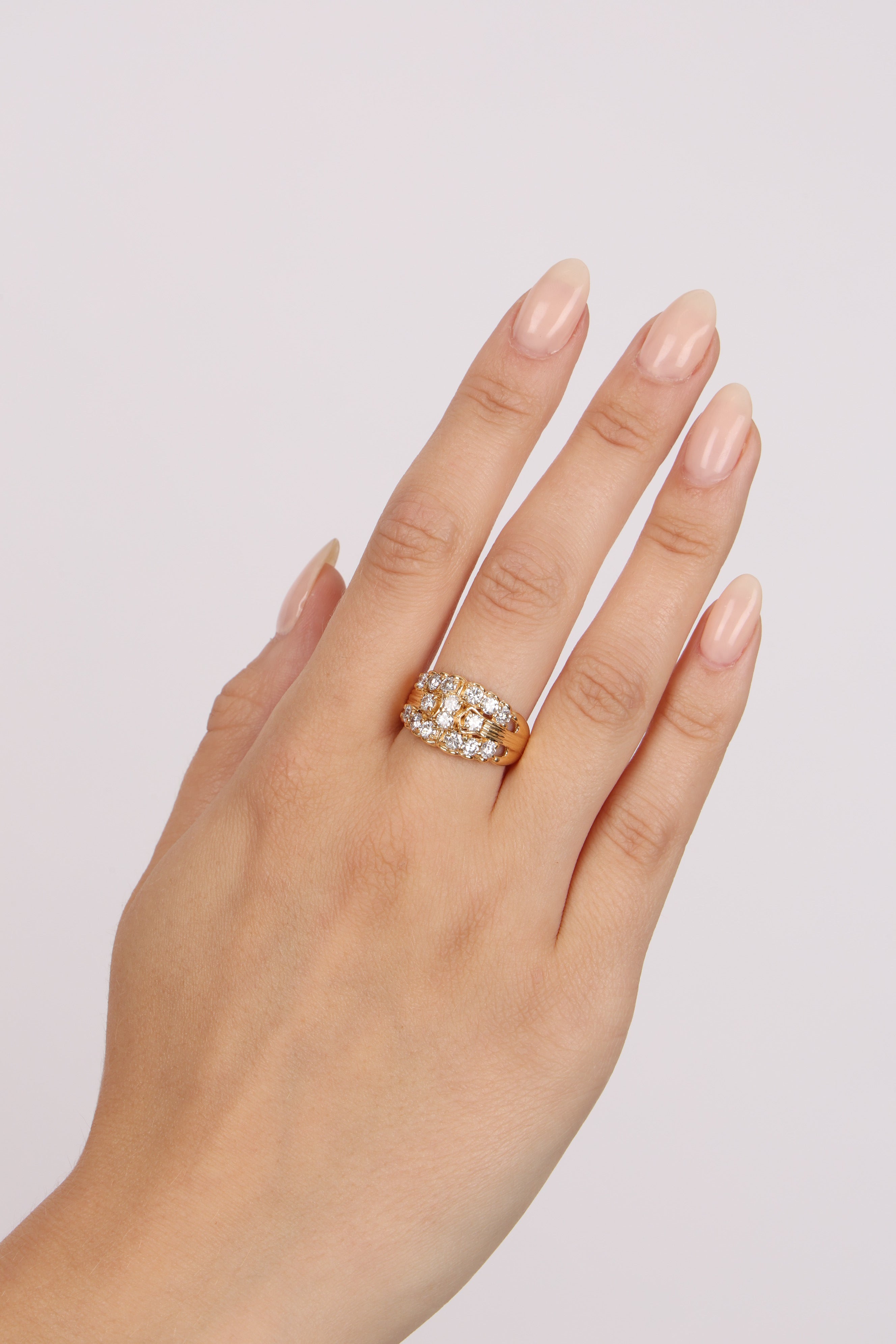 18K Yellow Gold and Diamond Cocktail Cluster Ring, Size US 7.75