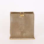 Limited Edition Gucci Box Clutch on Chain Metallic Galuchat