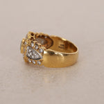 1980s 18K Yellow Gold Aquamarine and Diamond Solitaire Halo Ring, Size US 7.25 - Drop 12