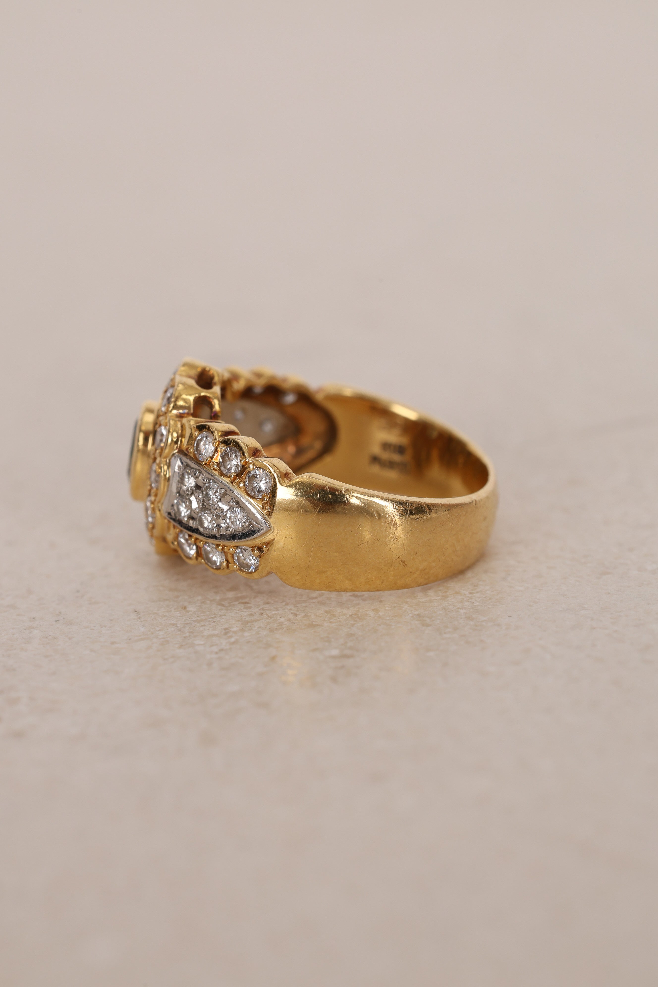 1980s 18K Yellow Gold Aquamarine and Diamond Solitaire Halo Ring, Size US 7.25 - Drop 12