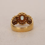 1980s 18K Yellow Gold Aquamarine and Diamond Solitaire Halo Ring, Size US 7.25 - Drop 12