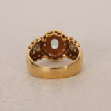 1980s 18K Yellow Gold Aquamarine and Diamond Solitaire Halo Ring, Size US 7.25 - Drop 12