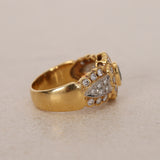1980s 18K Yellow Gold Aquamarine and Diamond Solitaire Halo Ring, Size US 7.25 - Drop 12