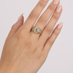 18K Yellow Gold Aquamarine and Diamond Solitaire Halo Ring, Size US 7.25