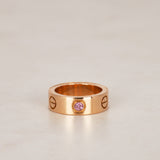 Cartier 18K Rose Gold Sapphire Love Ring, Size US 4