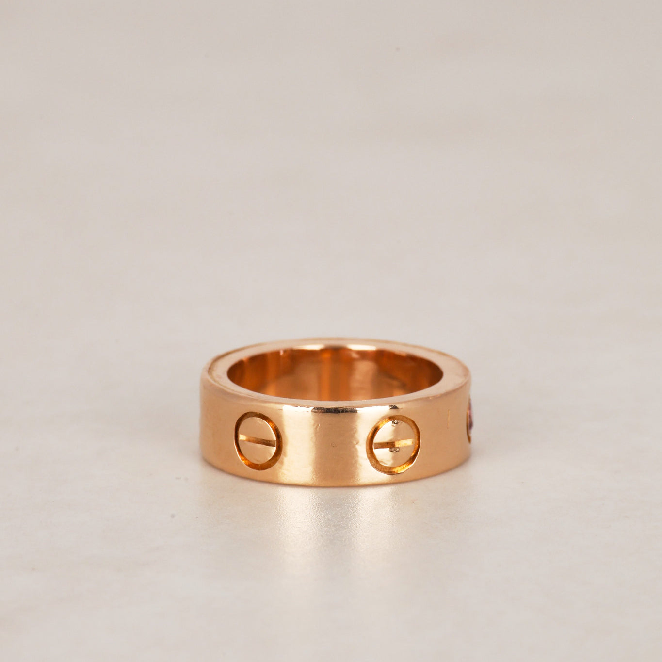 Cartier 18K Rose Gold Sapphire Love Ring, Size US 4