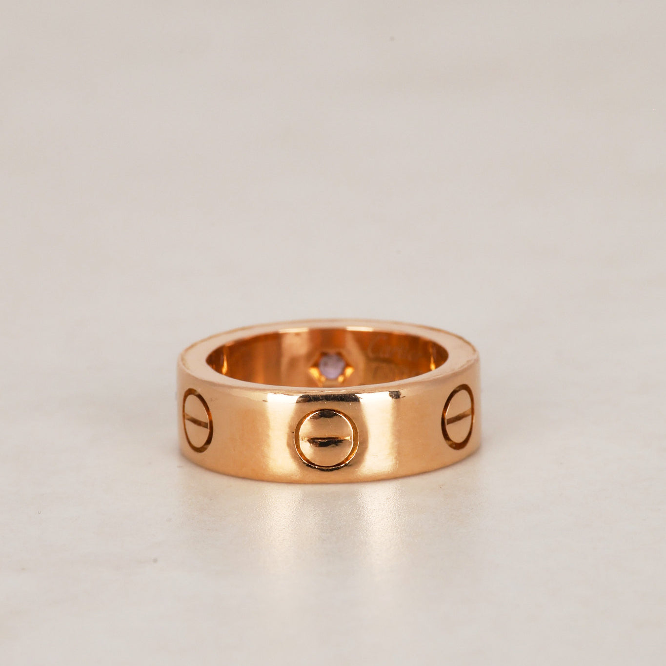 Cartier 18K Rose Gold Sapphire Love Ring, Size US 4