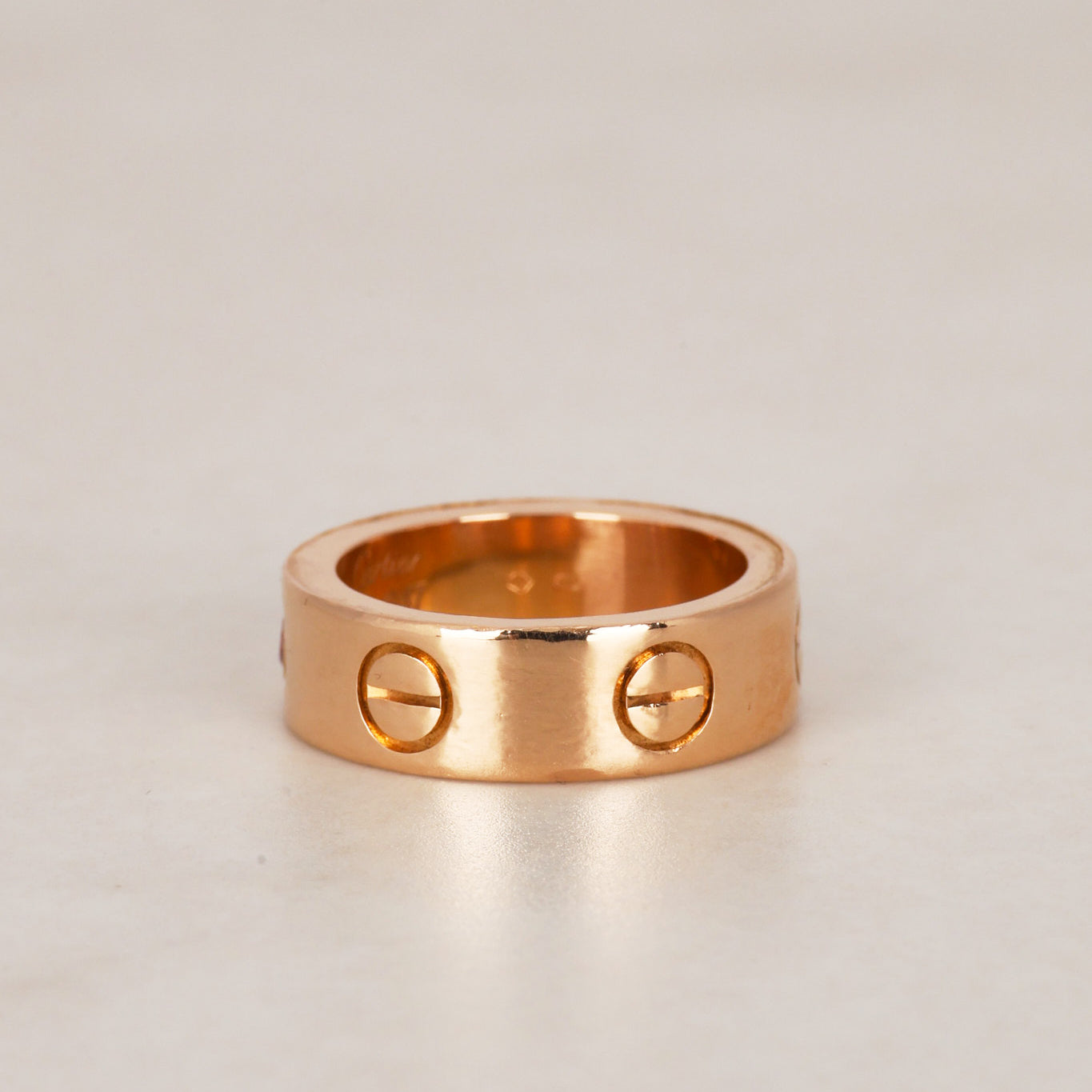 Cartier 18K Rose Gold Sapphire Love Ring, Size US 4