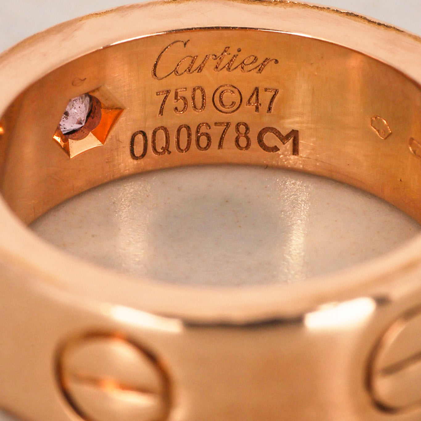 Cartier 18K Rose Gold Sapphire Love Ring, Size US 4