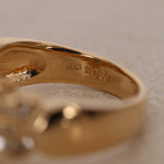 18K Yellow Gold Emerald and Diamond Halo Ring, Size US 5.5