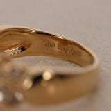 18K Yellow Gold Emerald and Diamond Halo Ring, Size US 5.5